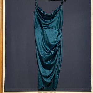 Elegant Teal Satin Dress